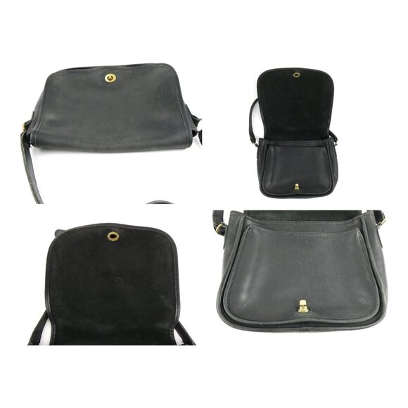 Coach Vintage Leatherware Black Turnlock Flap Leather Shoulder Bag Crossbody 900 - Picture 4 of 16